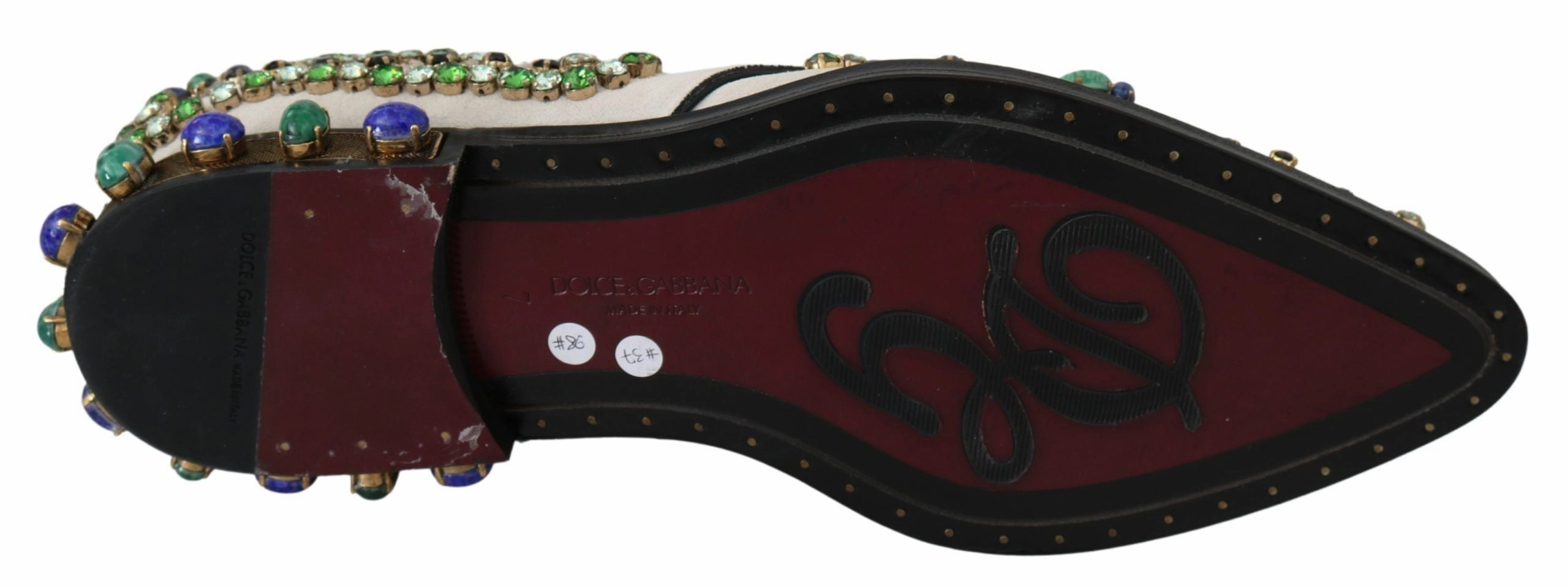 Dolce & Gabbana Elegant Suede Dress Flats with Women's Crystals
