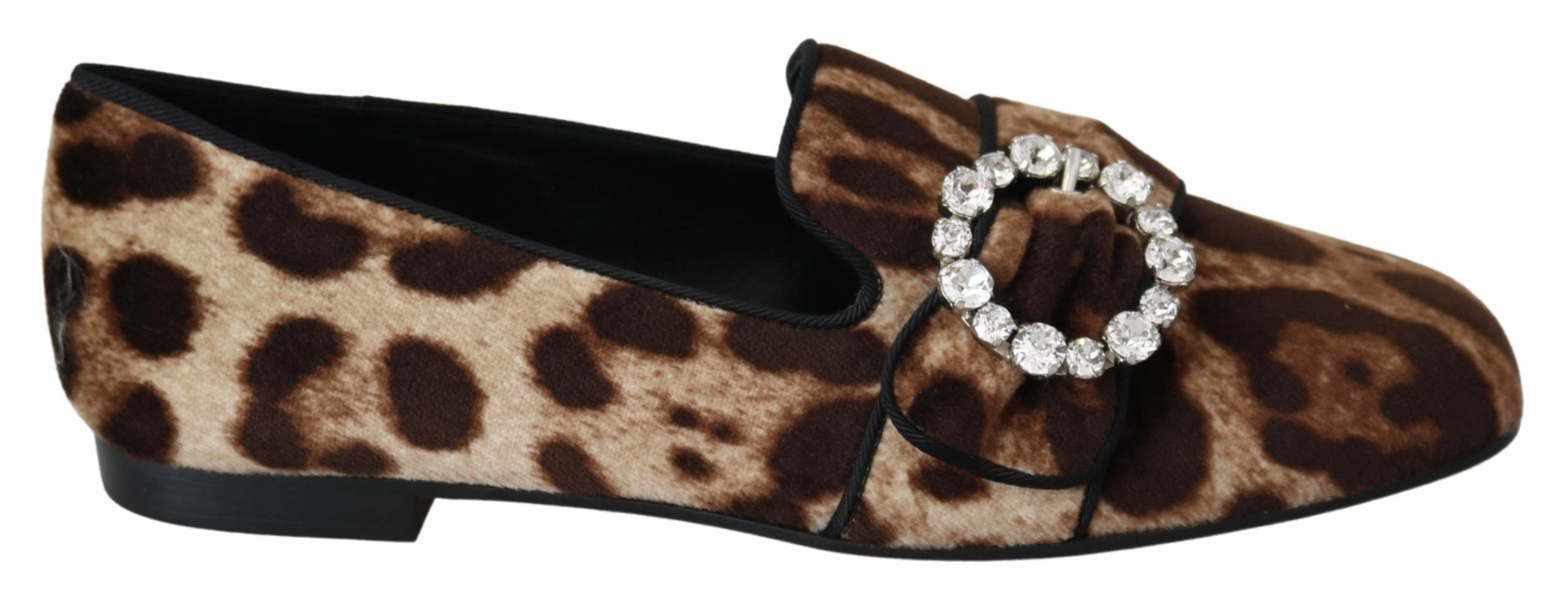 Dolce & Gabbana Leopard Print Crystal Embellished Women's Loafers Comfy Women Flats under $50