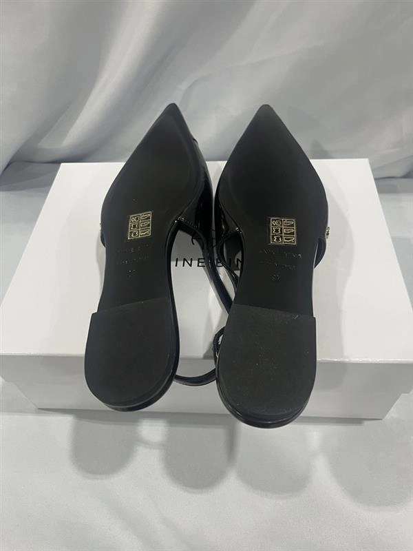 Elena Slingback Flats In High Shine Black