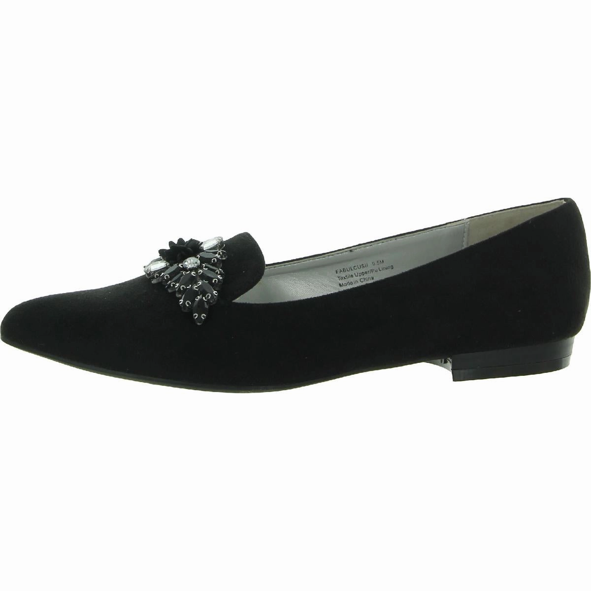 Fabulous II Womens Faux Suede Embellished Loafers Womens Flats special deals
