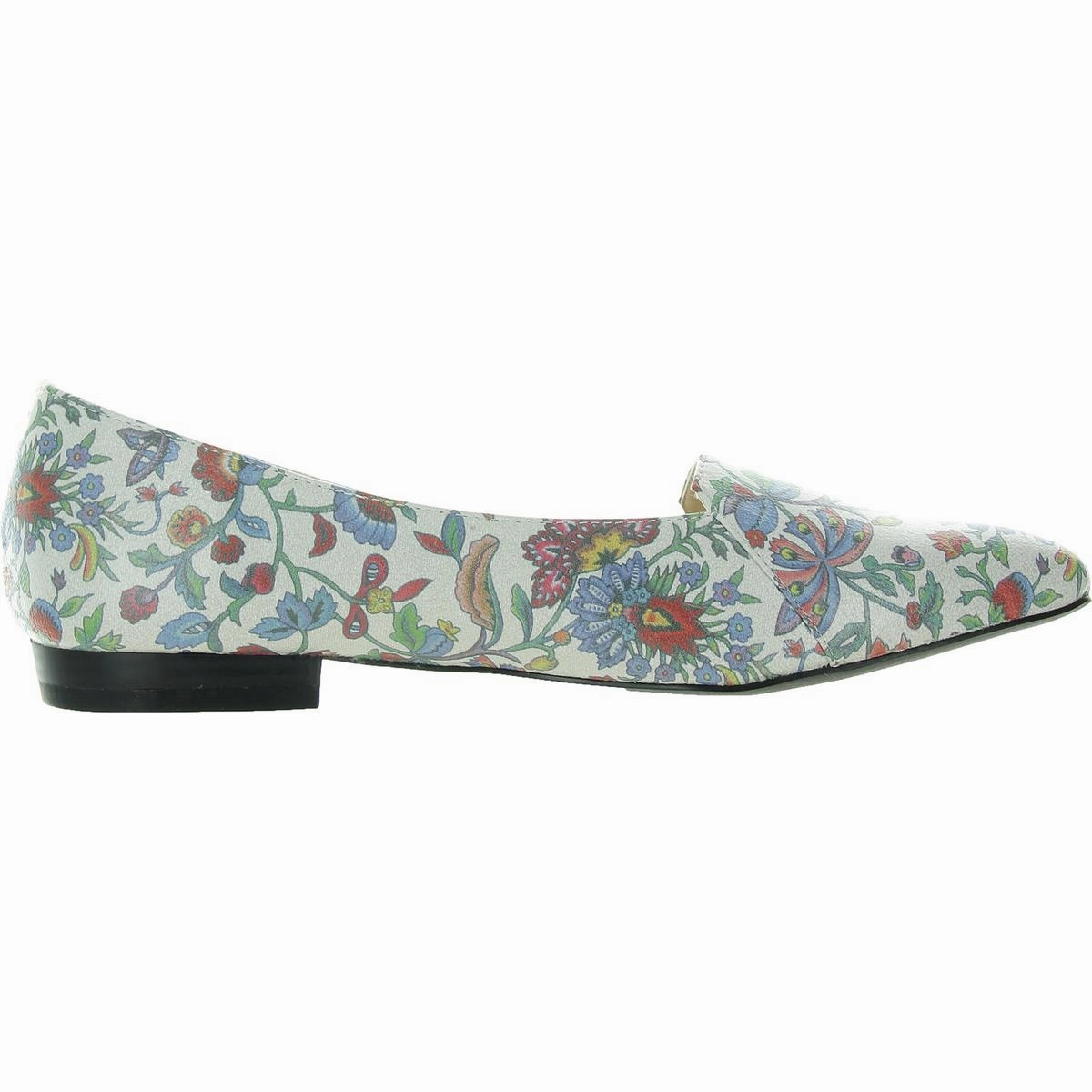 Flora Flower Womens Faux Leather Slip On Pointed Toe Flats