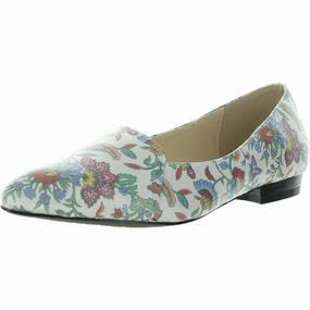 Flora Flower Womens Faux Leather Slip On Pointed Toe Flats Soft Sole Flats Womens sale