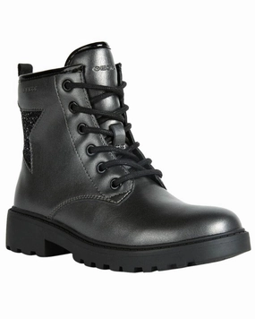 Geox Casey Star Leather Boot Discount Girls Shoes with deals