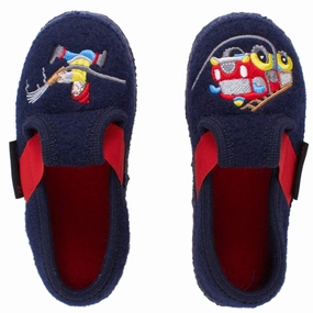 Giesswein Boys Navy | Red Fire Dog Slippers Boys Casual Shoes clearance