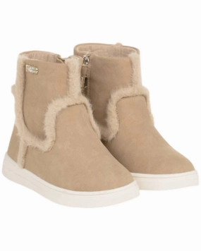 Girl's Faux Fur Detail Booties In Mole Online sale for Girls Shoes