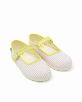 Girl's Jane Shoes In Stripe Rose Cheap Girls Footwear online