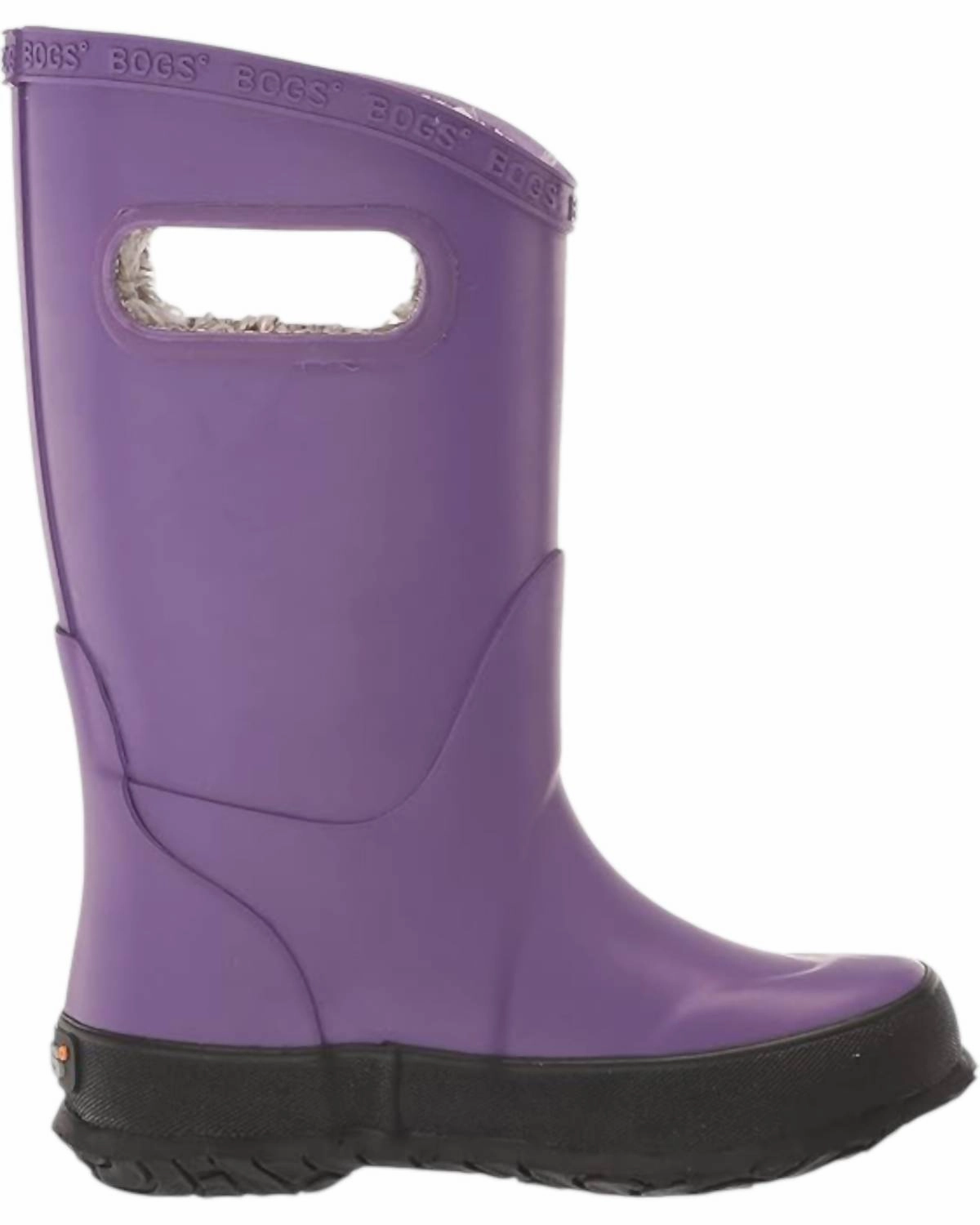 Girl's Plush Rain Boots In Purple