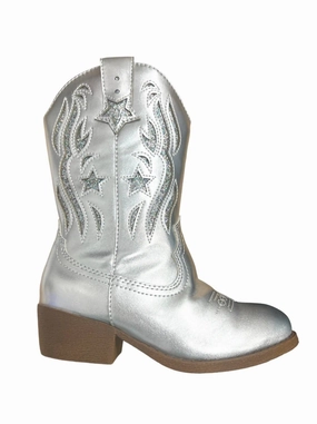 Girl's Spur Metallic Western Boots In Silver Girls Shoes promo price
