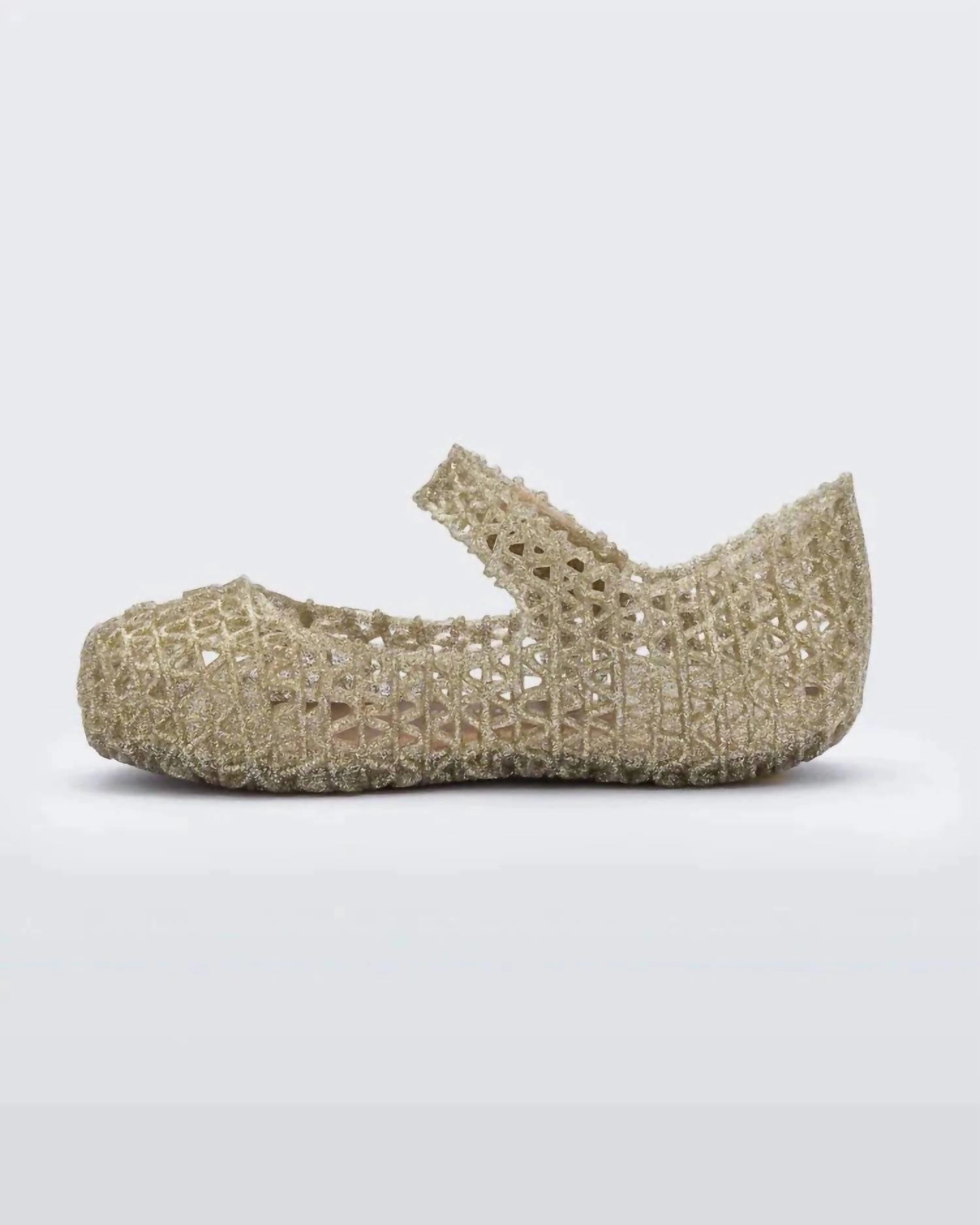 Girls' Campana Papel Flats In Gold Glitter