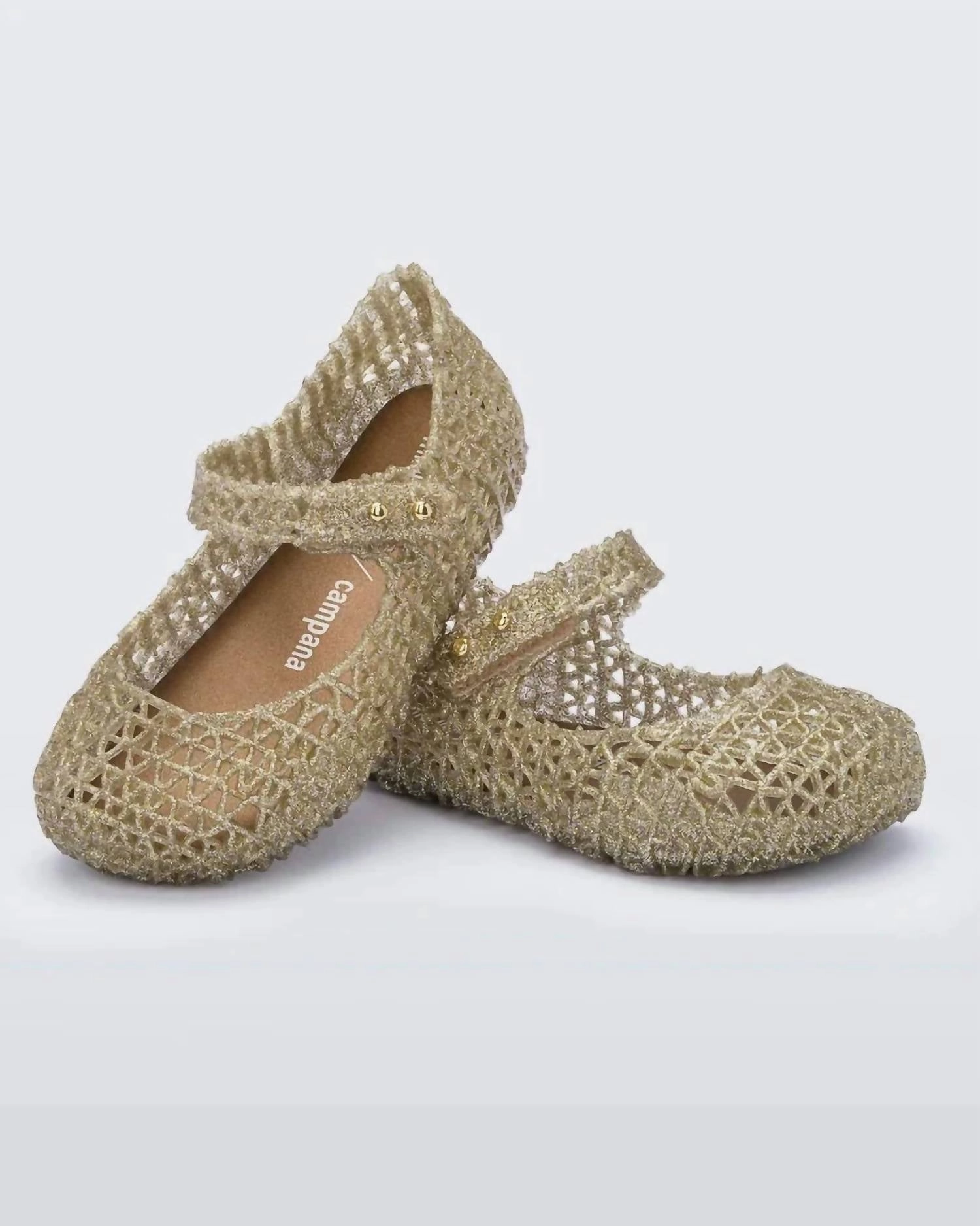 Girls' Campana Papel Flats In Gold Glitter