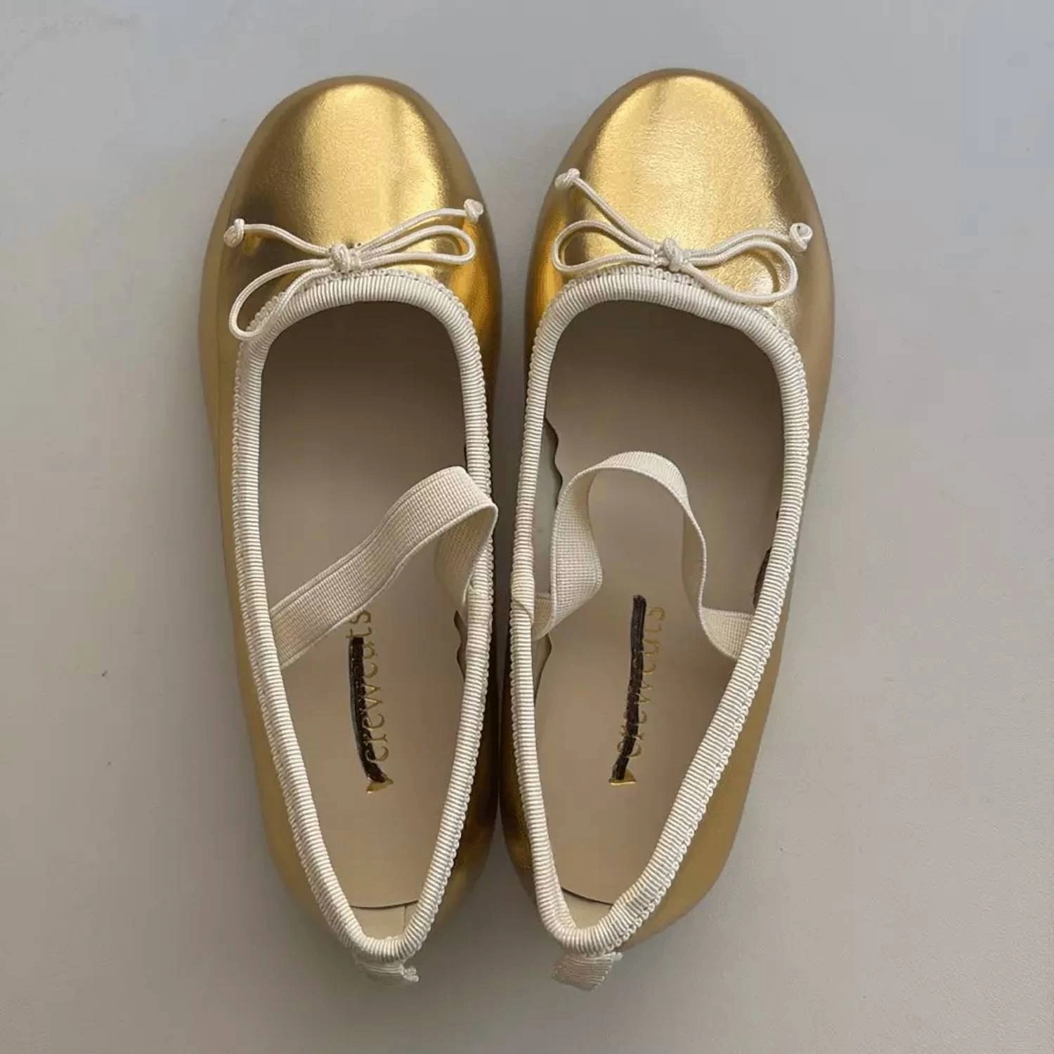 Girls Strappy Ballet Flats In Gold