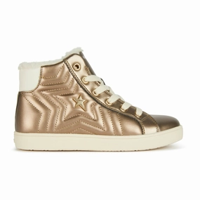 Gold Kathe High Top Sneakers Affordable Casual Footwear for Girls