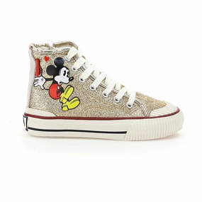 Gold Mickey High Top Sneakers Affordable Casual Footwear for Girls