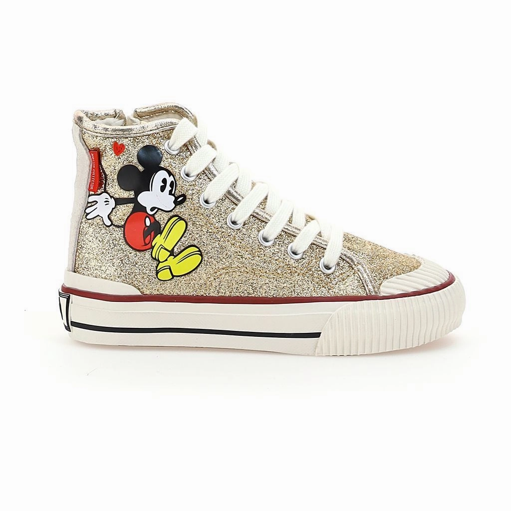 Gold Mickey High Top Sneakers Affordable Casual Footwear for Girls