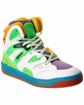 Gucci Basket Leather & Mesh Sneaker Girls Casual Shoes promo price
