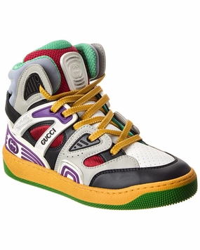 Gucci Basket Leather & Mesh Sneaker Girls Casual Shoes promo price