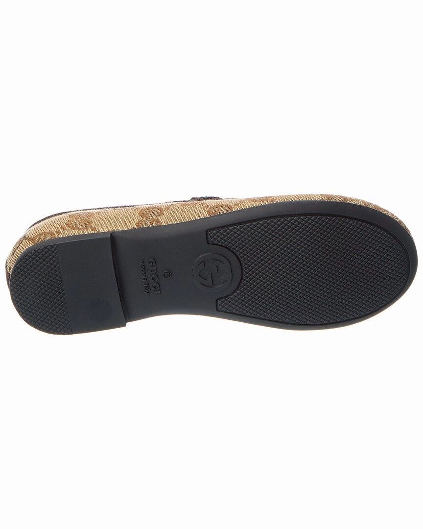 Gucci GG Canvas & Leather Flat