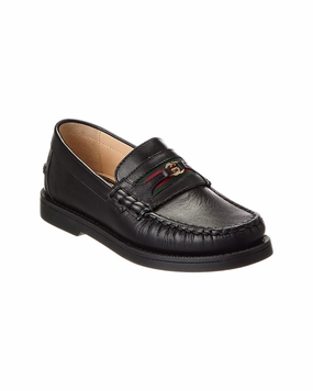 Gucci Web Leather Moccasin Girls Casual Shoes promo price
