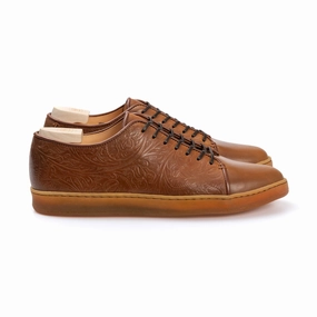 Harlestone Derby - D12 Western Floral Bourbon Shell Cordovan Mens Sneakers on clearance