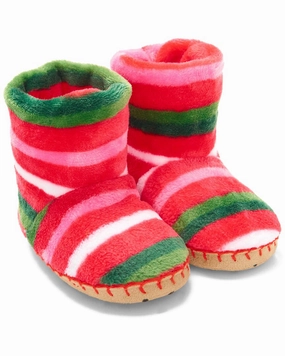 Hatley Candy Cane Stripes Fleece Slipper Discount Girls Shoes with deals