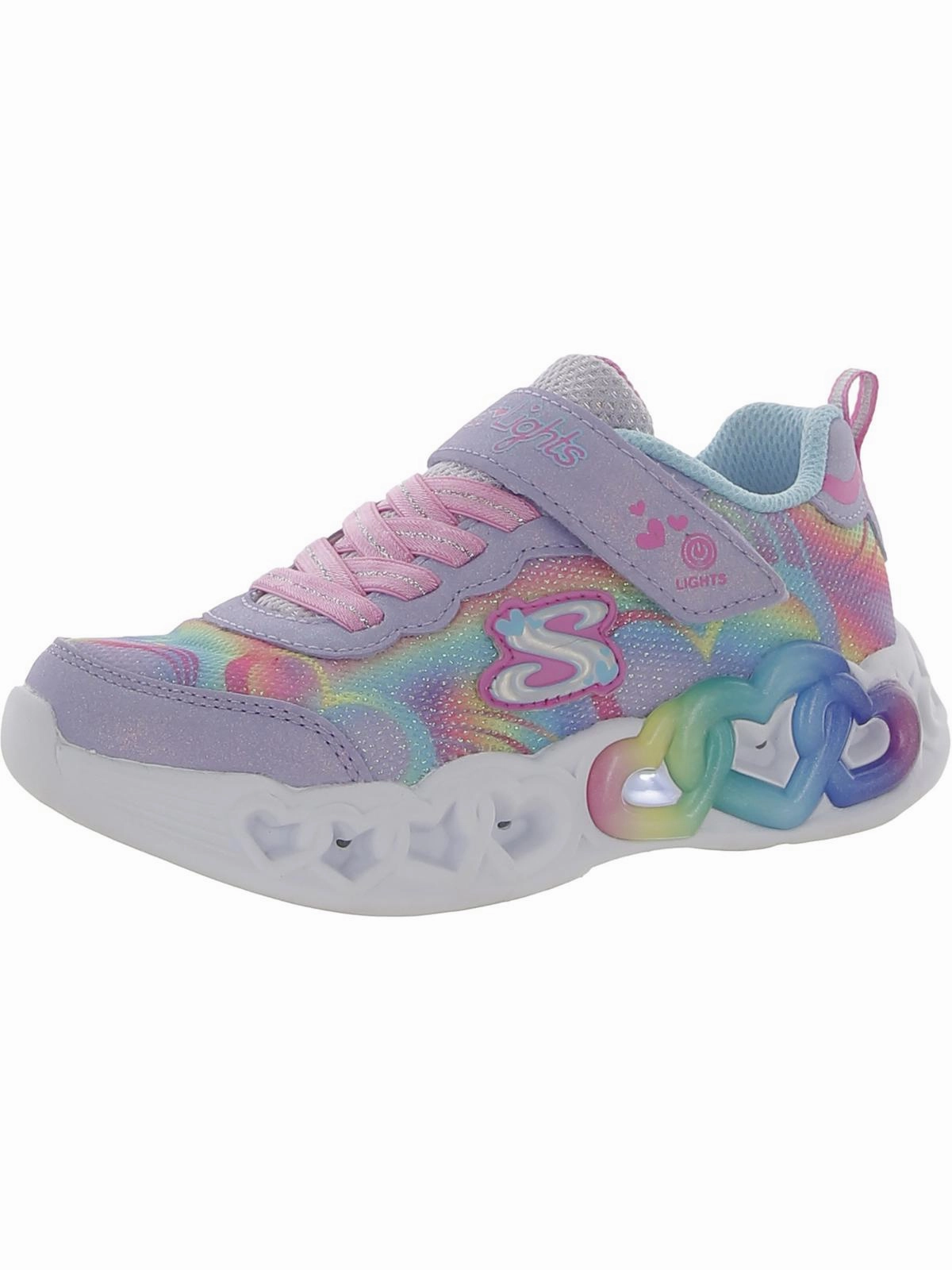 Infinite Heart Lights Girls Glitter Slip On Light-Up Shoes Affordable Casual Footwear for Girls