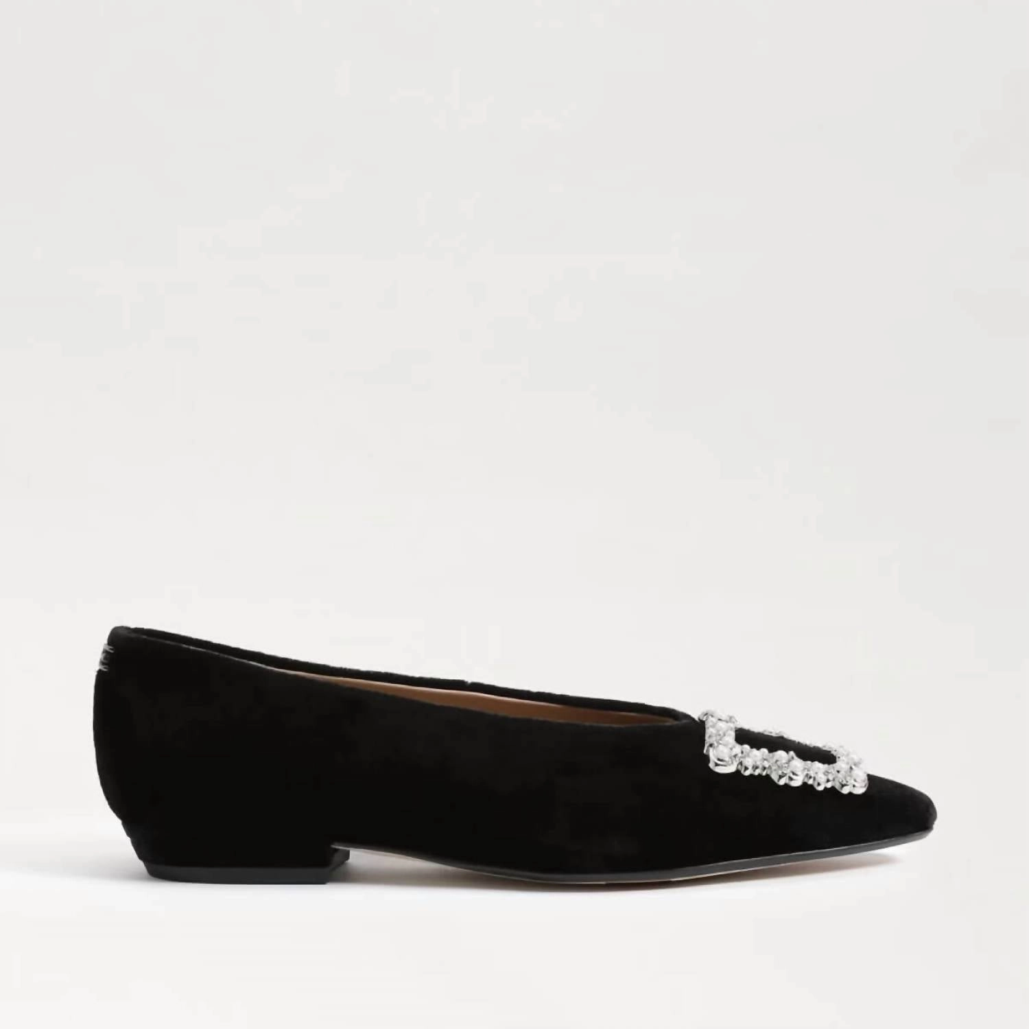 Janina Luster Pointed Toe Flat In Black Velvet