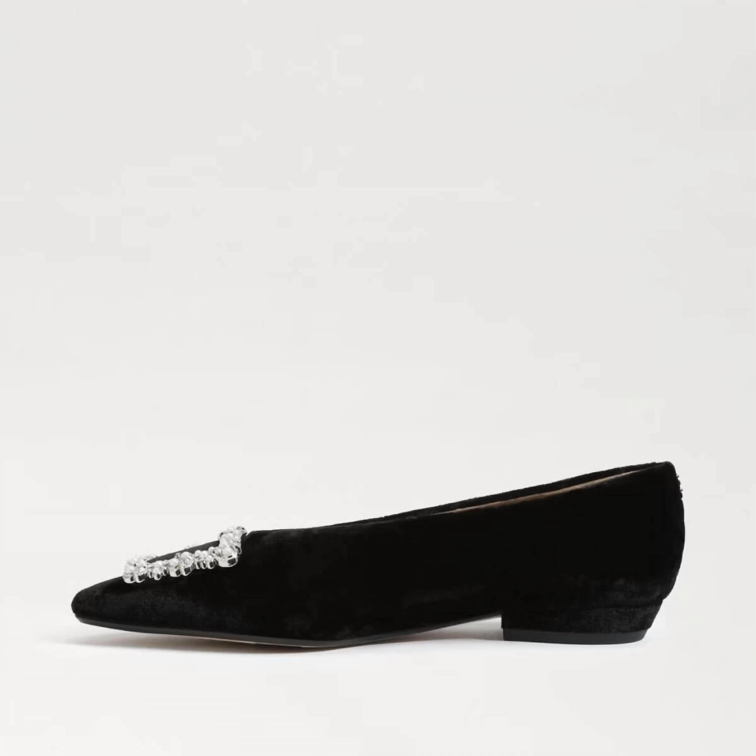Janina Luster Pointed Toe Flat In Black Velvet