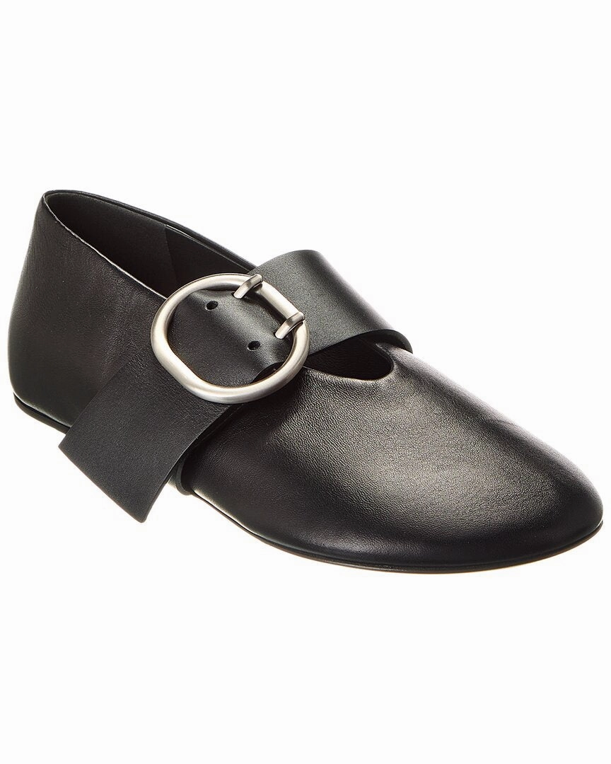 Jil Sander Cannolo Buckle Strap Leather Flat Womens Flats special deals