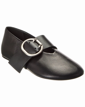 Jil Sander Cannolo Buckle Strap Leather Flat Womens Flats special deals