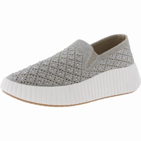 Jimmie Womens Embellished Knit Slip-On Sneakers Soft Sole Flats Womens sale