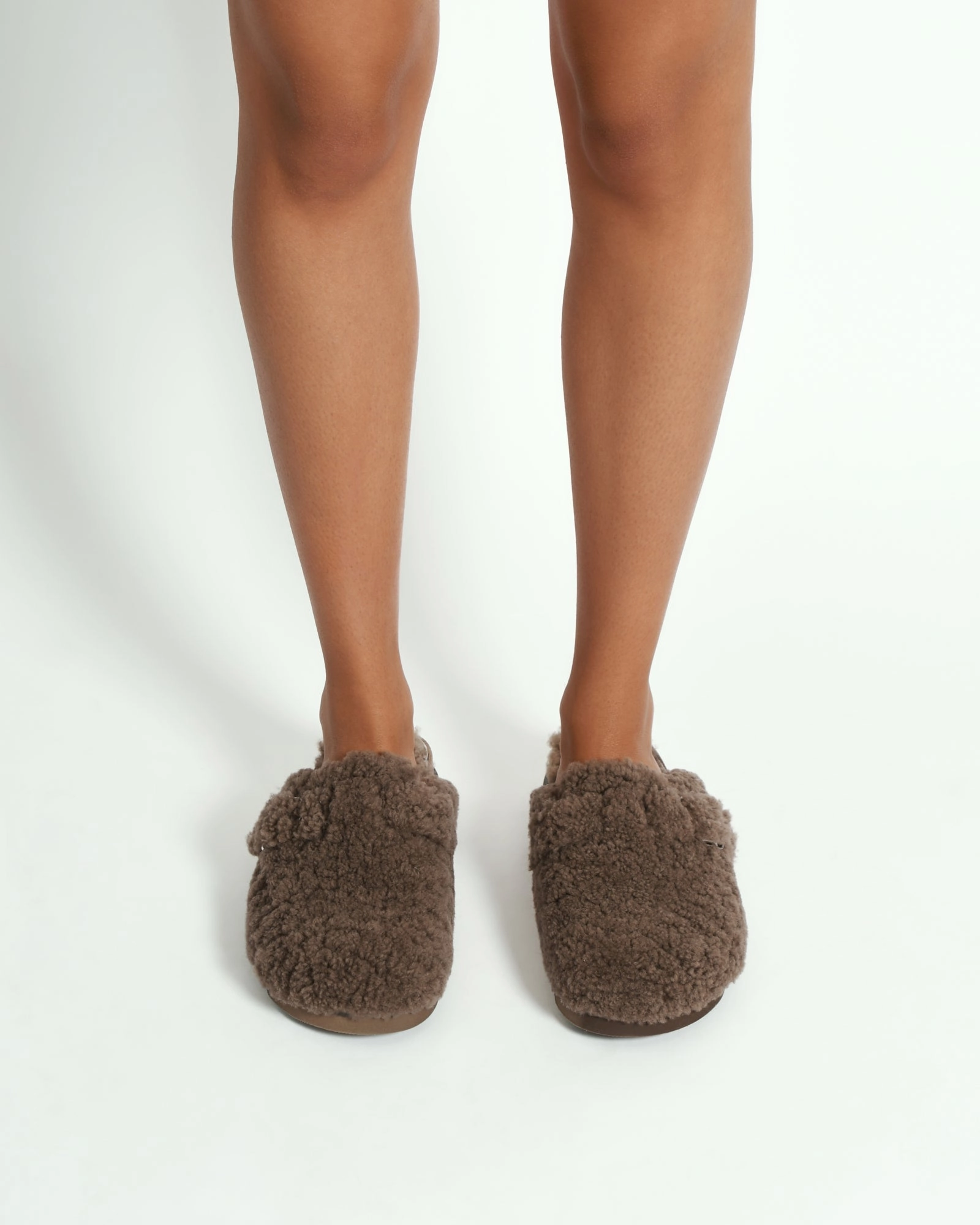 JUNIE CASUAL FLATS TAUPE SHEARLING