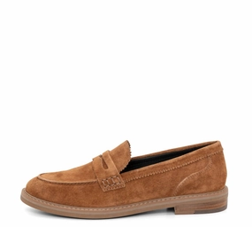 Kalendra Women's Suede Penny Loafer In Brown Womens Flats special deals