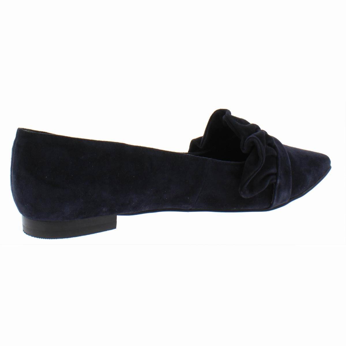 Kamber Womens Suede Ruffled Pointed Toe Flats
