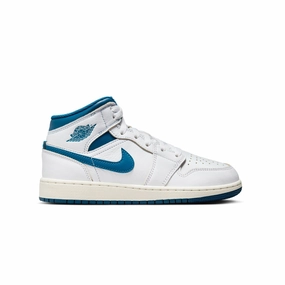 Kids Air Jordan 1 Mid 'White Industrial Blue' Kids Footwear cheap online