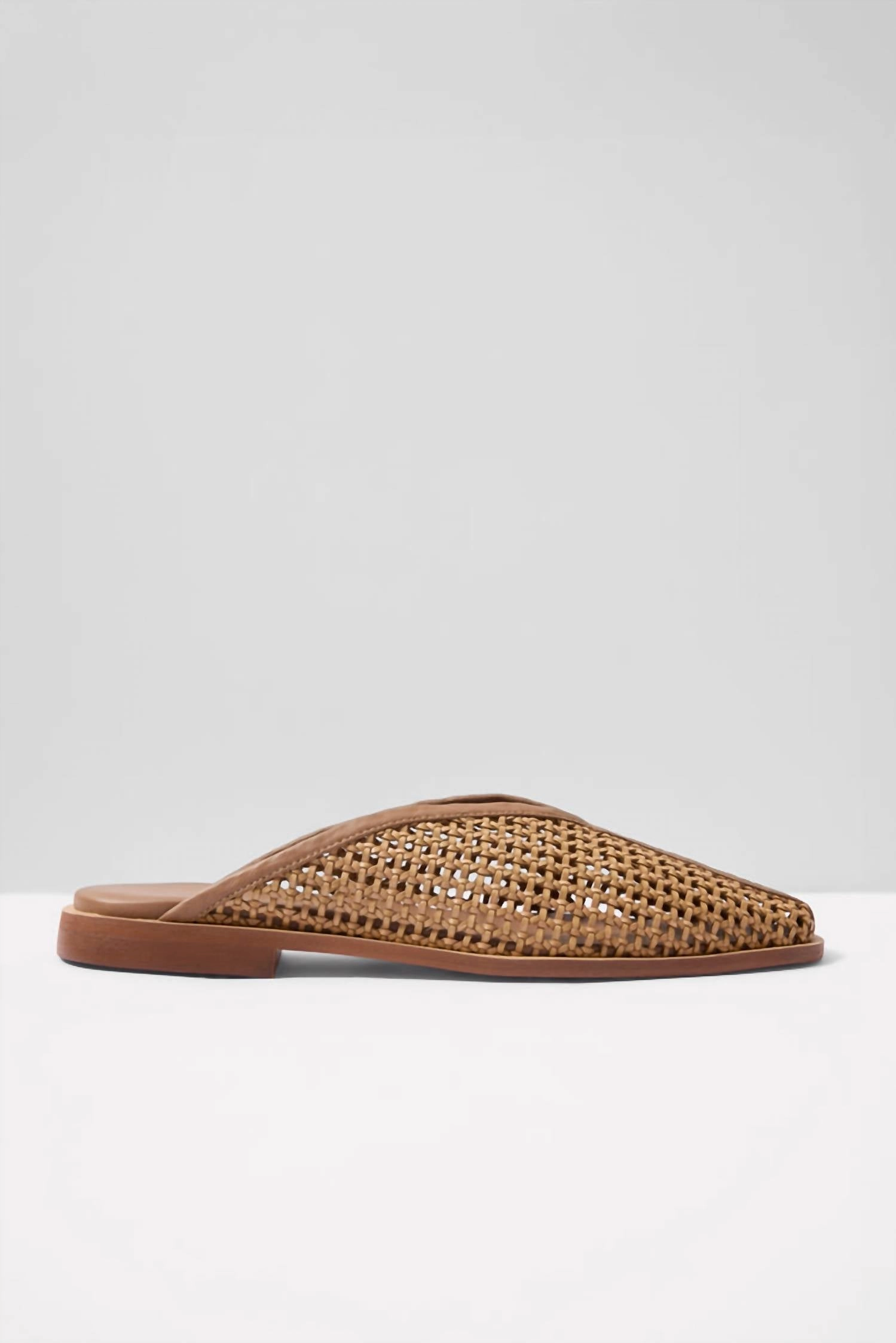 Lagash V-Cut Basketweave Mule Flats In Honey