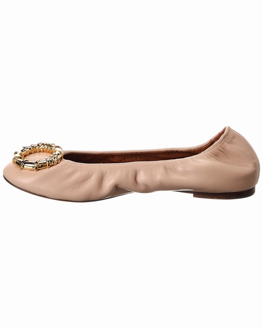 LANVIN Avec Melodie Leather Ballerina Flat