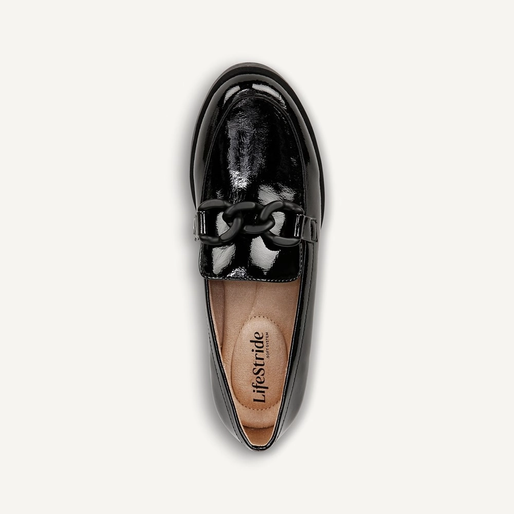 LifeStride London 2 I9420S1-002 Loafers Women's 9 Black Leather Slip On KHD2659