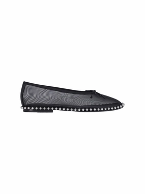 Lina" Studded Mesh Ballerinas  Black Chic Flats for Women deals