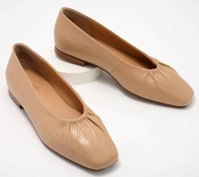Little Things Gathered Flat Sandal In Beige Comfy Women Flats under $50