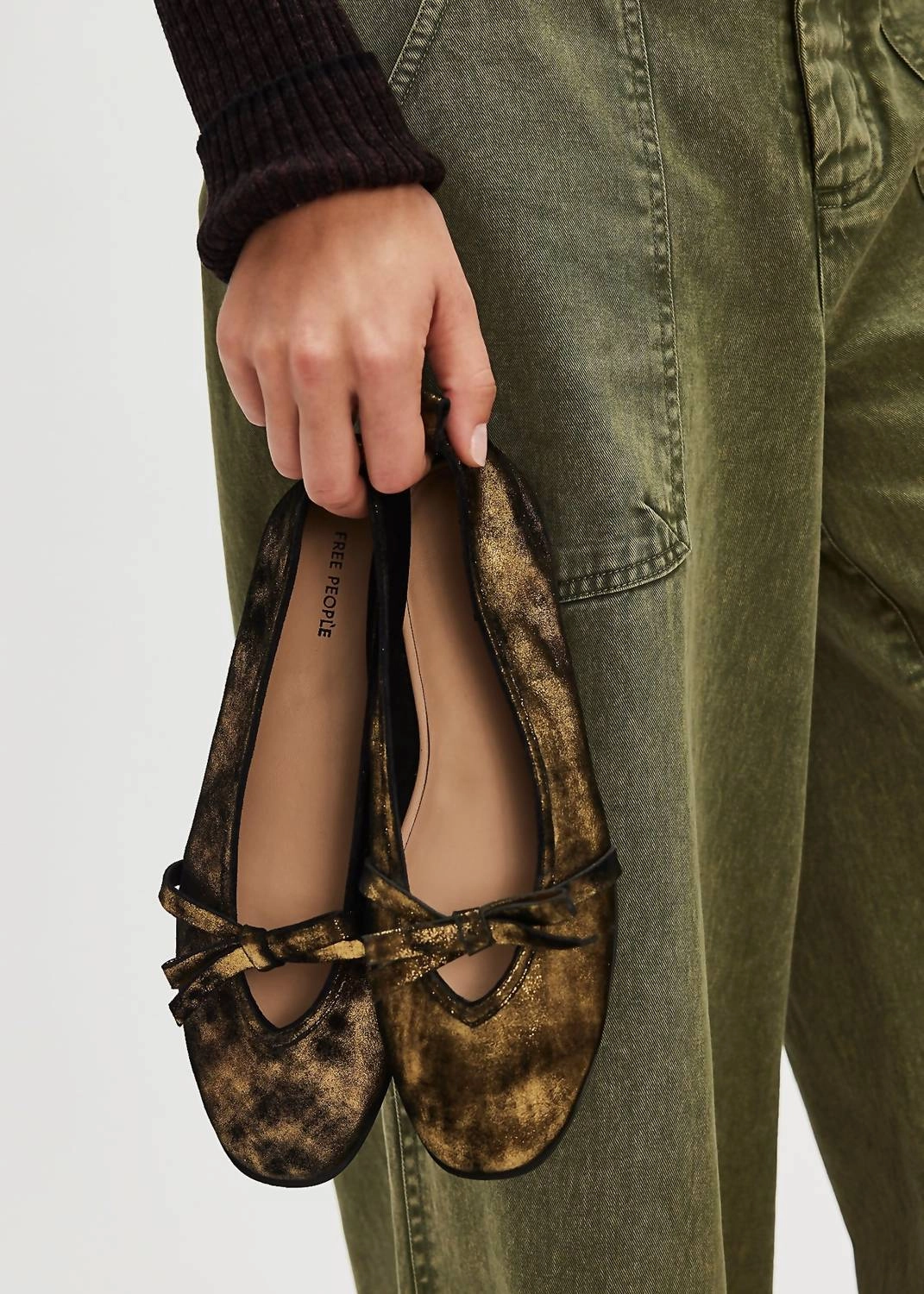 Mania Bow Flat In Bronze Flecks Womens Casual Flats sale