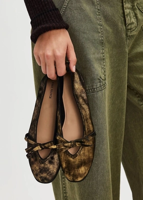 Mania Bow Flat In Bronze Flecks Womens Casual Flats sale