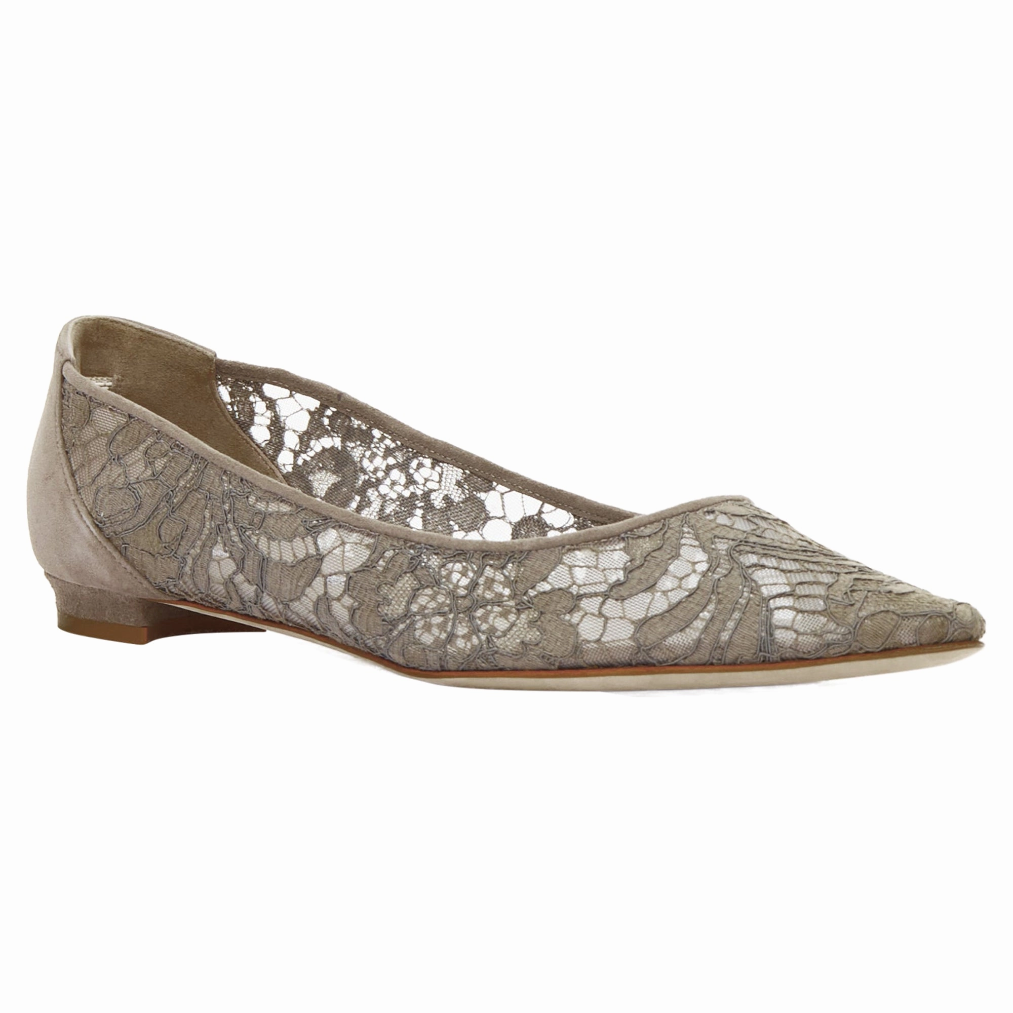 Manolo Blahnik Lace Suede Pointy Toes Flat Shoes