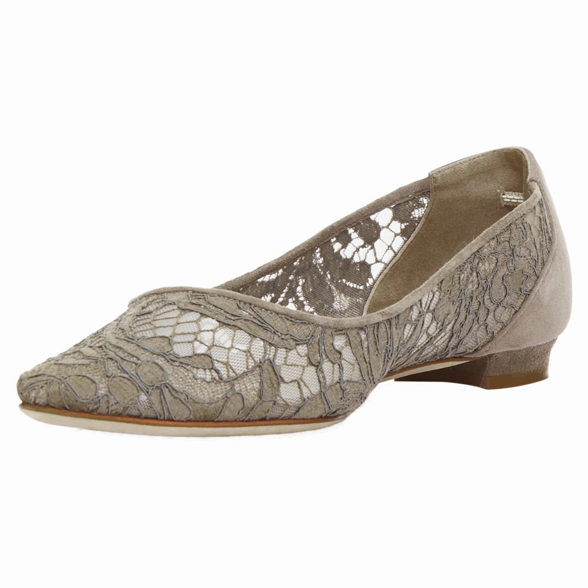 Manolo Blahnik Lace Suede Pointy Toes Flat Shoes