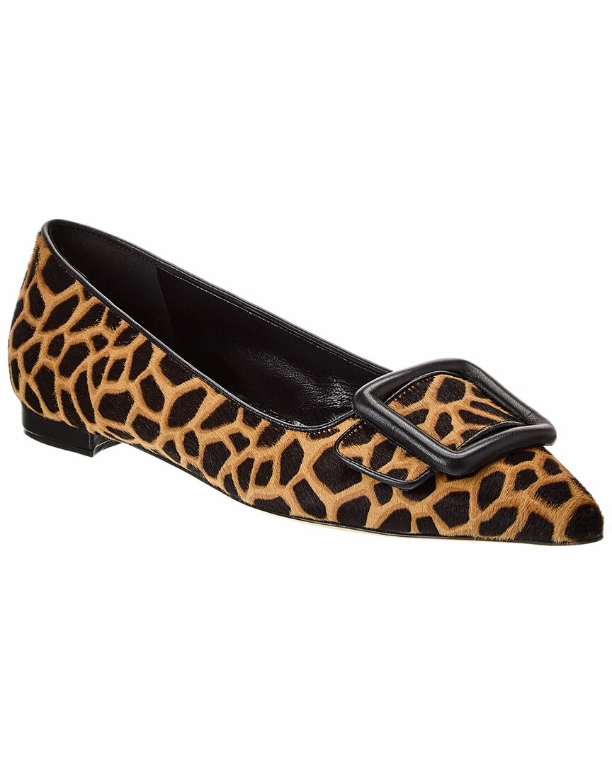 Manolo Blahnik Maysale Haircalf Flat Womens Flat Shoes clearance