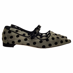 Manolo Blanhnik Campari Polka Dot Mary Jane Flats in White Polyamide Soft Sole Flats Womens sale
