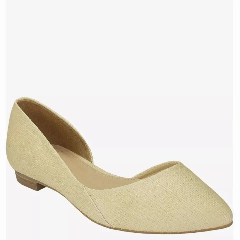 Marc Fisher LTD Sunny Ballet Flat Women's 6.5 Light Natural Slip On Shoes FZP050 (Light Natural,6.5) Comfy Women Flats under $50