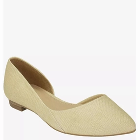 Marc Fisher LTD Sunny Ballet Flat Women's 6.5 Light Natural Slip On Shoes FZP050 (Light Natural,6.5) Comfy Women Flats under $50