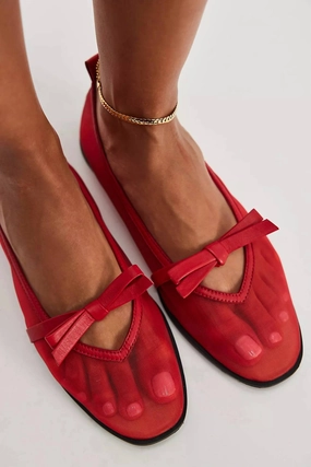 Mesh Mania Bow Flat Shoes In Red Womens Fashion Flats cheap