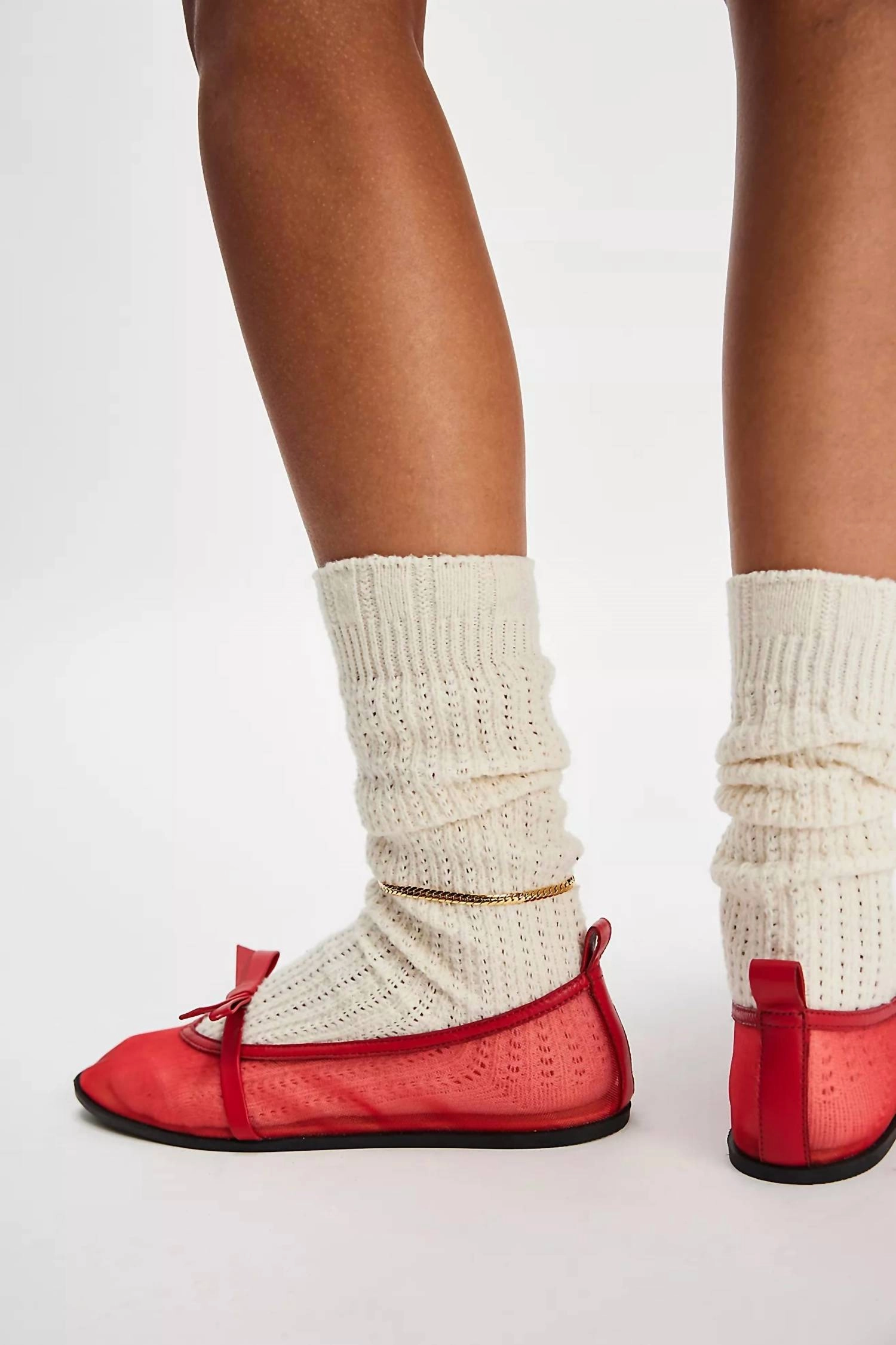 Mesh Mania Bow Flat Shoes In Red