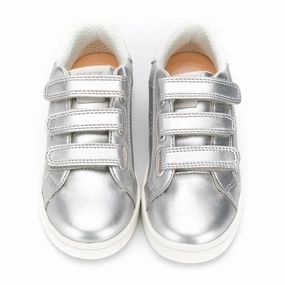 Metallic Silver Jr DJ Rock Sneakers Girls Shoes promo price